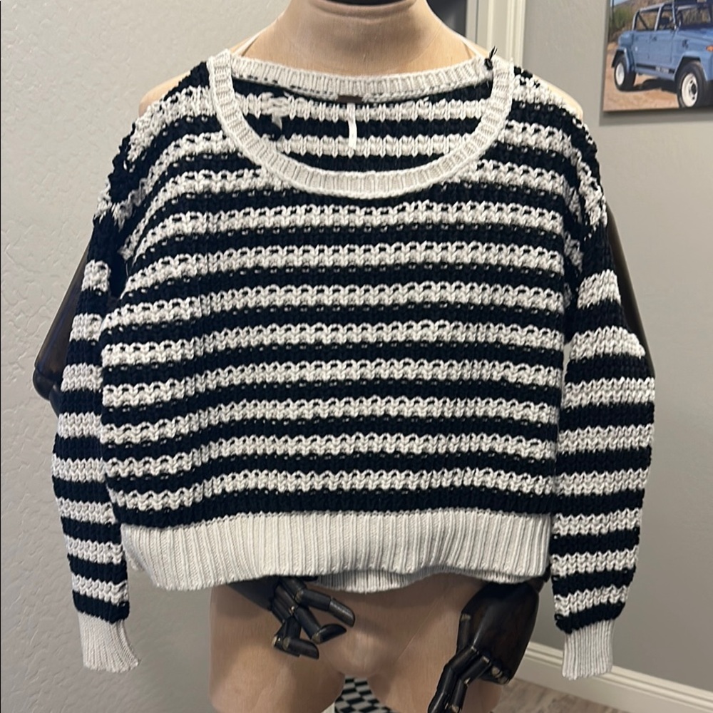 Free people, black and cream striped sweater